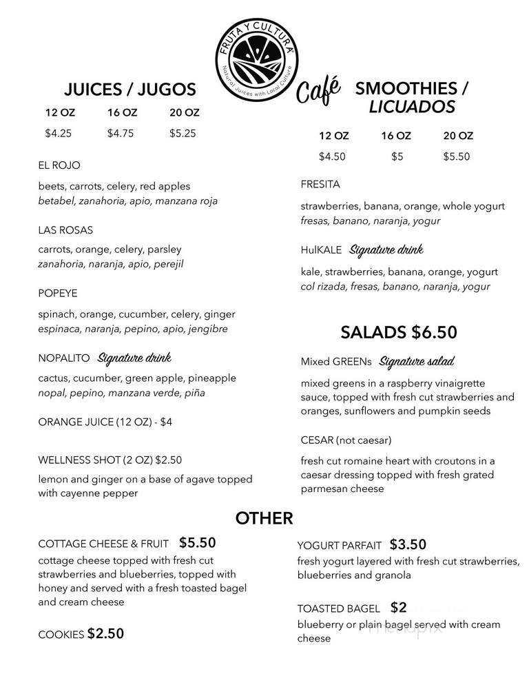 Fruta y Cultura - Pacoima, CA menu_pic