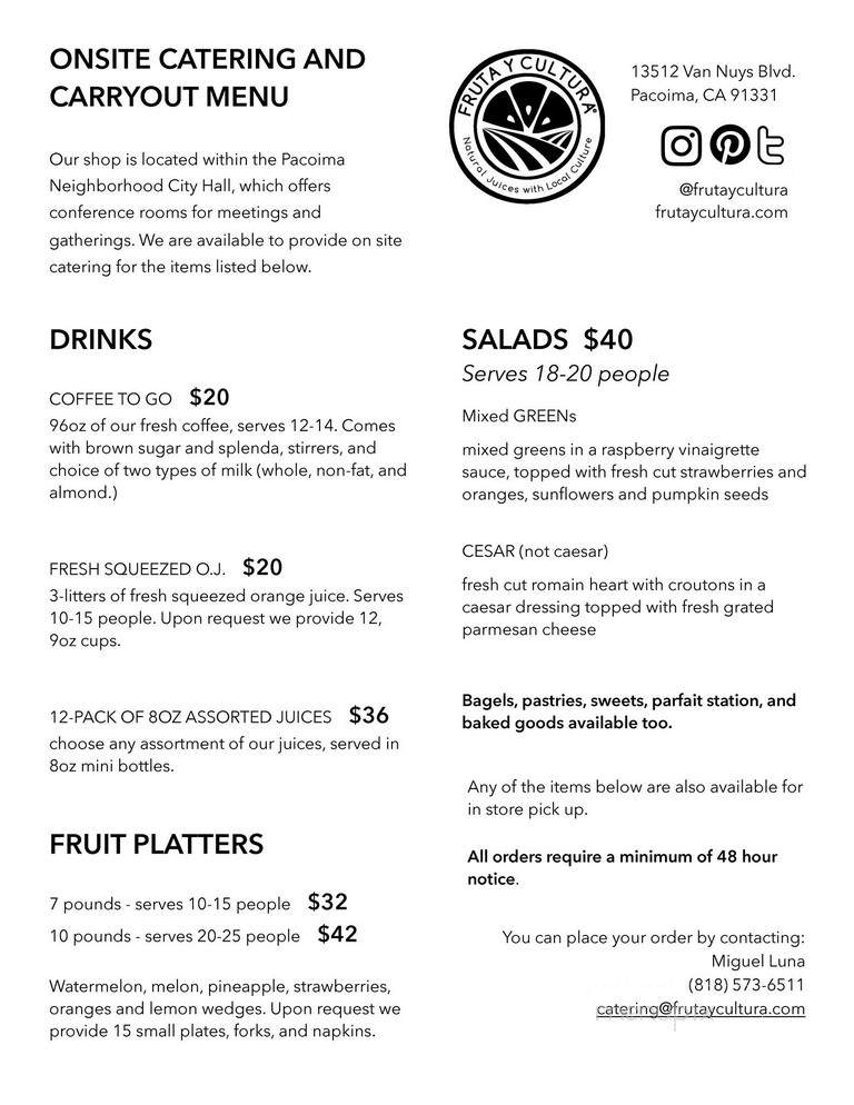 Fruta y Cultura - Pacoima, CA menu_pic
