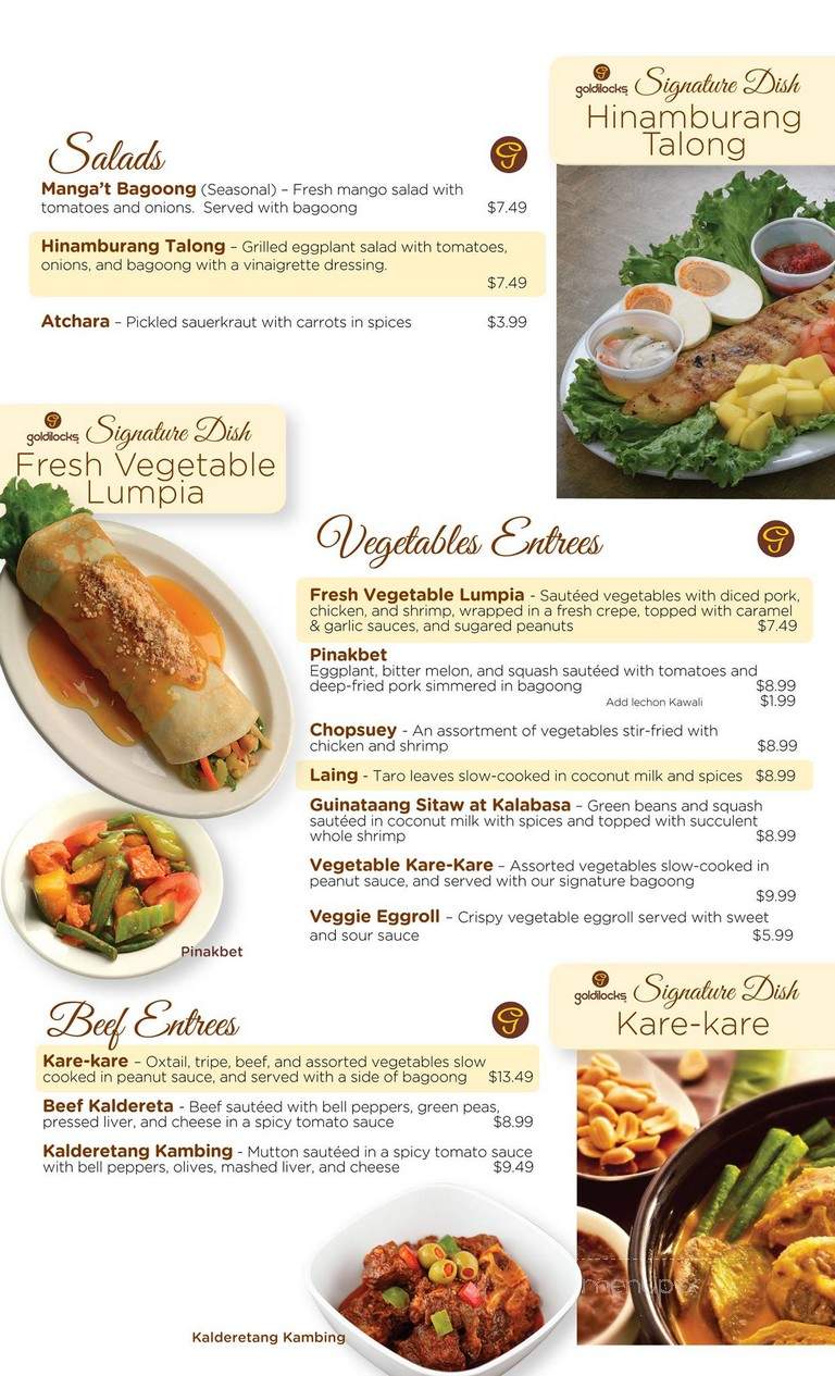 Goldilocks - Carson, CA menu_pic
