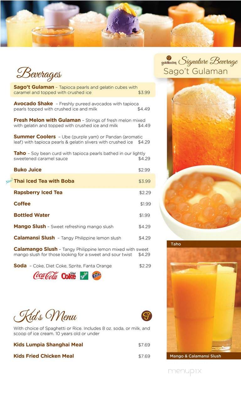 Goldilocks - Carson, CA menu_pic