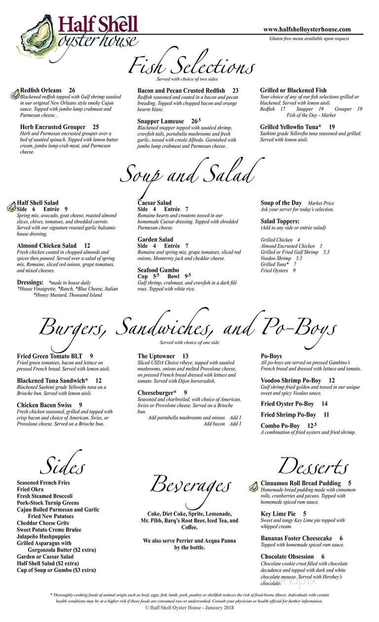 Half Shell Oyster House - Flowood, MS menu_pic