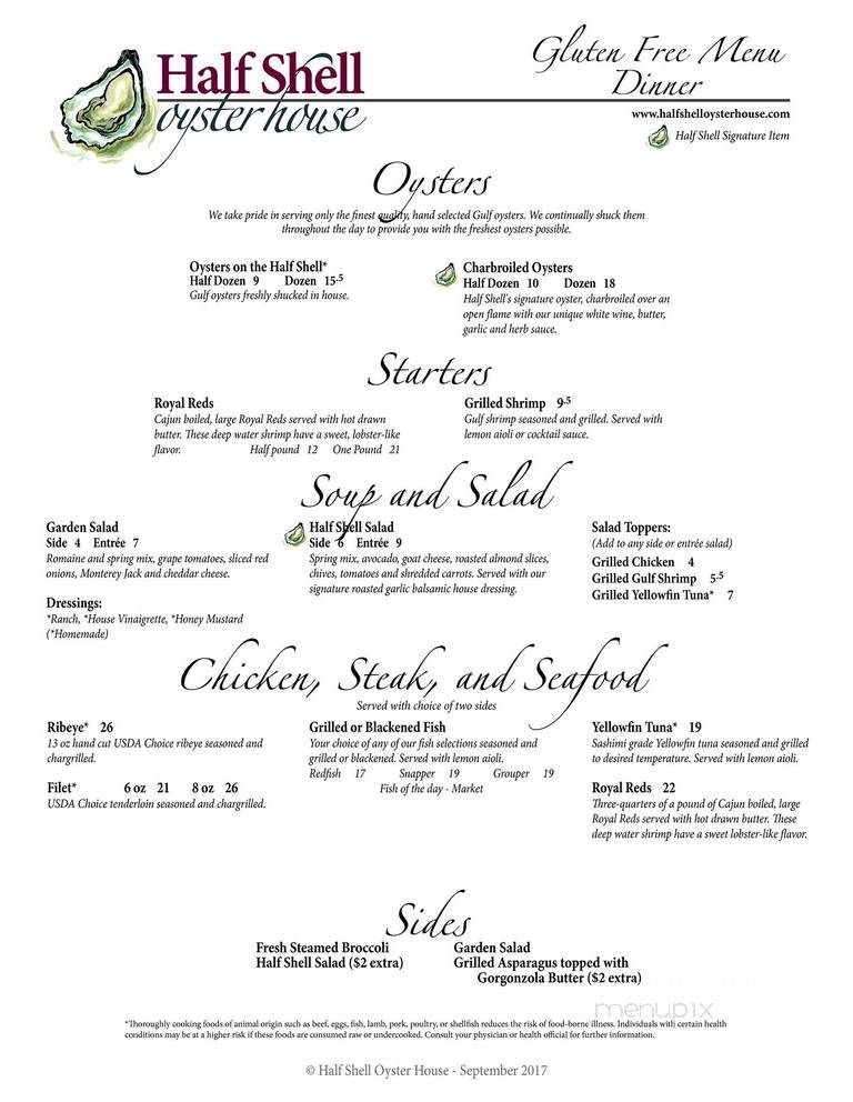 Half Shell Oyster House - Flowood, MS menu_pic
