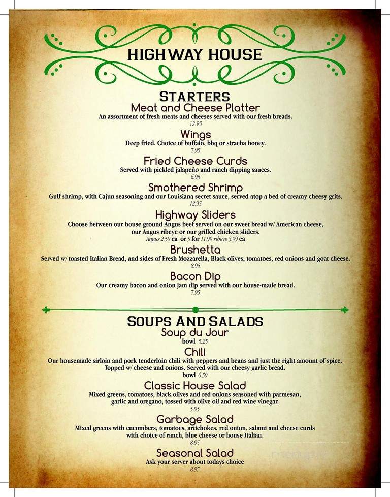 Highway House - Chicago, IL menu_pic