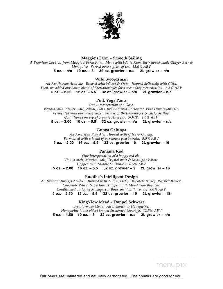 Insurrection AleWorks - Heidelberg, PA menu_pic
