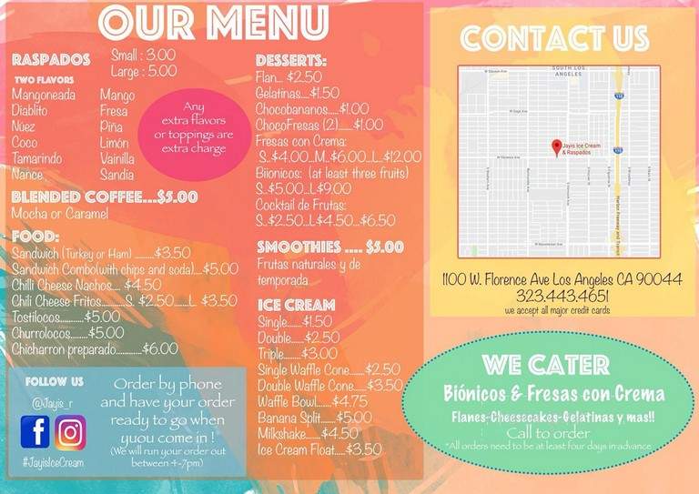 Jayis Ice Cream - Los Angeles, CA menu_pic