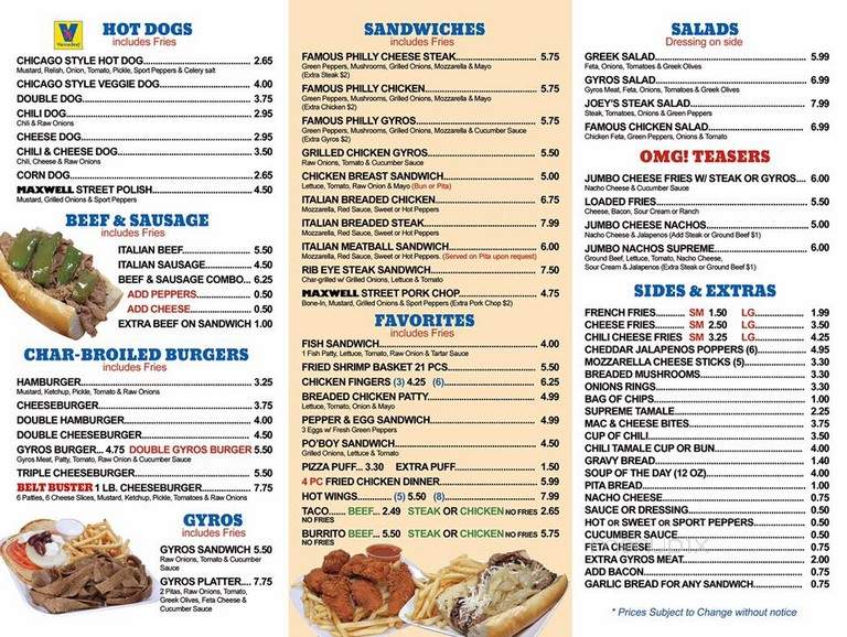 Joeys Red Hots - Orland Park, IL menu_pic