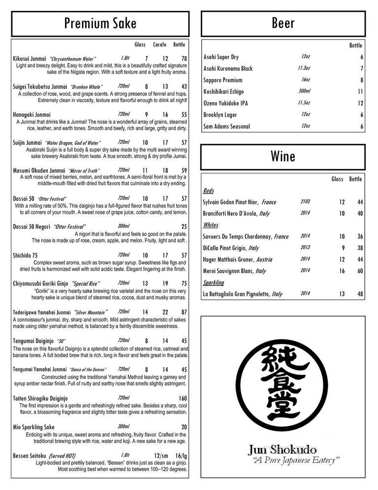 Jun Shokudo - Brooklyn, NY menu_pic