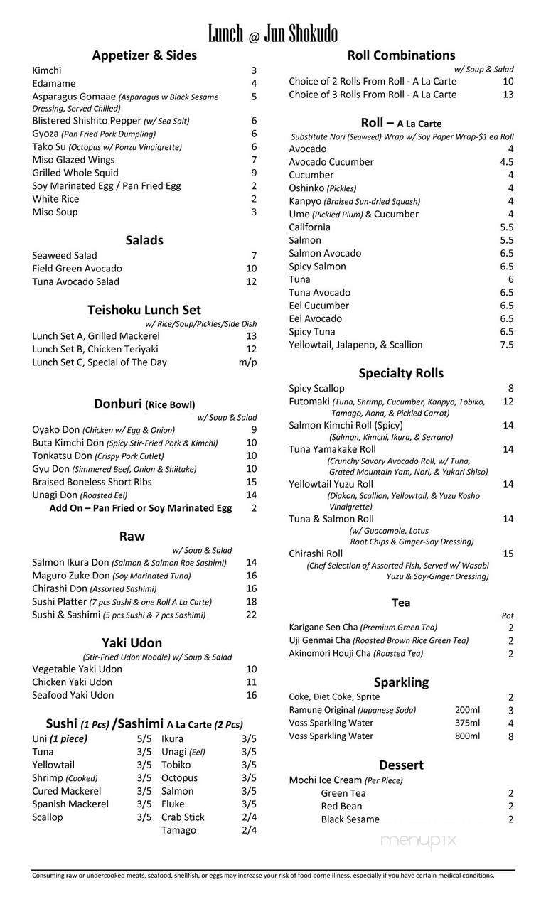 Jun Shokudo - Brooklyn, NY menu_pic