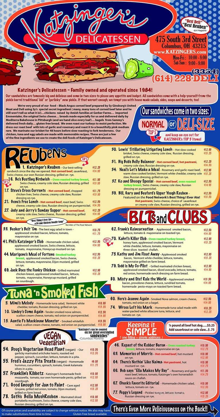 Katzinger's Little Deli - Columbus, OH menu_pic