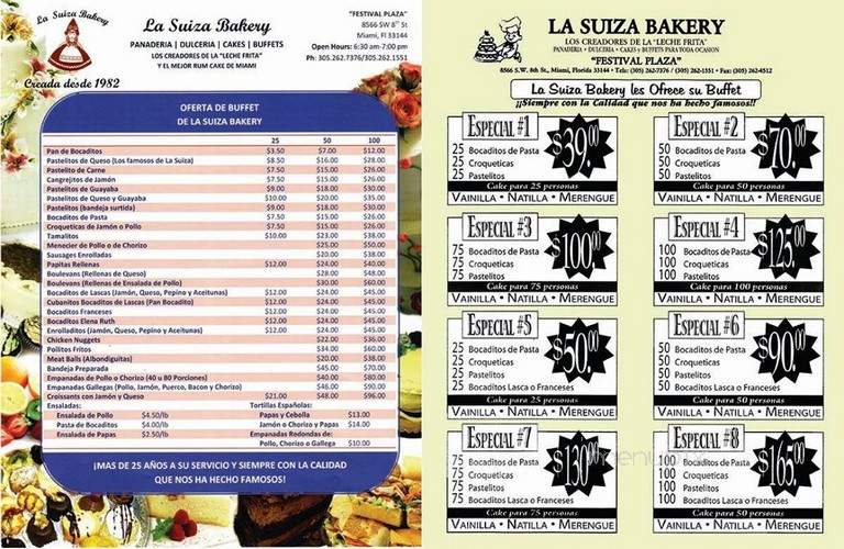 La Suiza Bakery - Miami, FL menu_pic