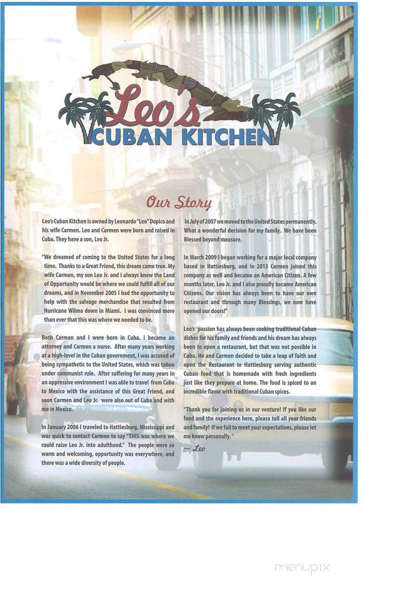 Leo's Cuban Kitchen - Hattiesburg, MS menu_pic