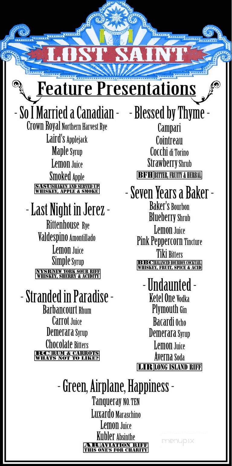 Lost Saint - Charlottesville, VA menu_pic