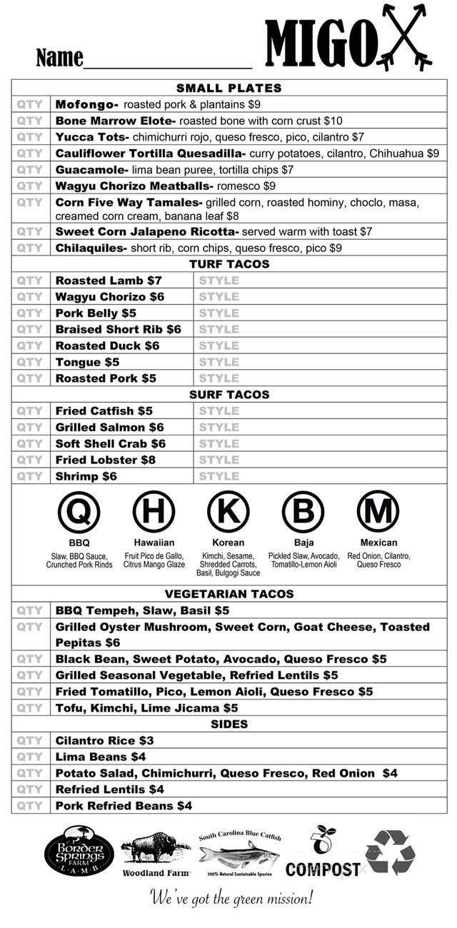 Migo - Louisville, KY menu_pic