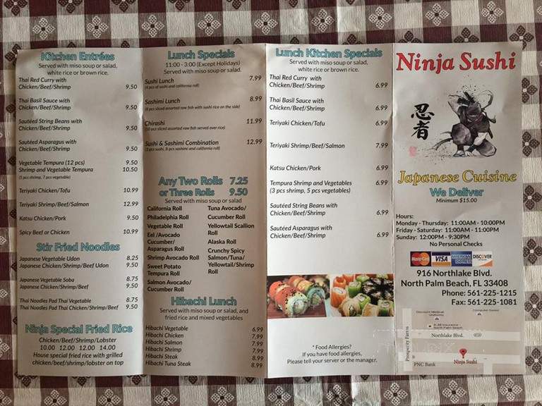 Ninja Sushi - North Palm Beach, FL menu_pic