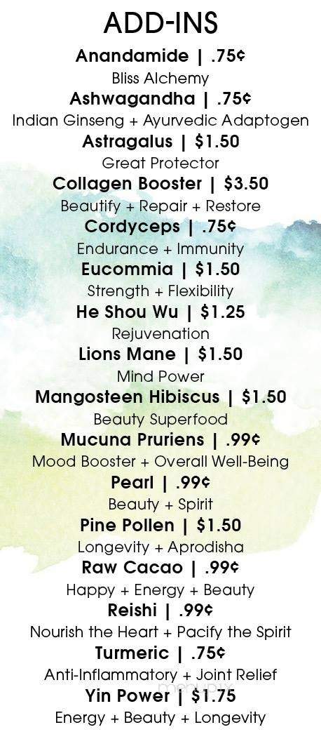 Nourishing Storm Studio & Cafe - Hatboro, PA menu_pic