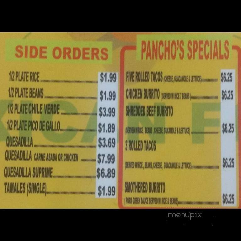 Pancho's Mexican Food - Springfield, MO menu_pic
