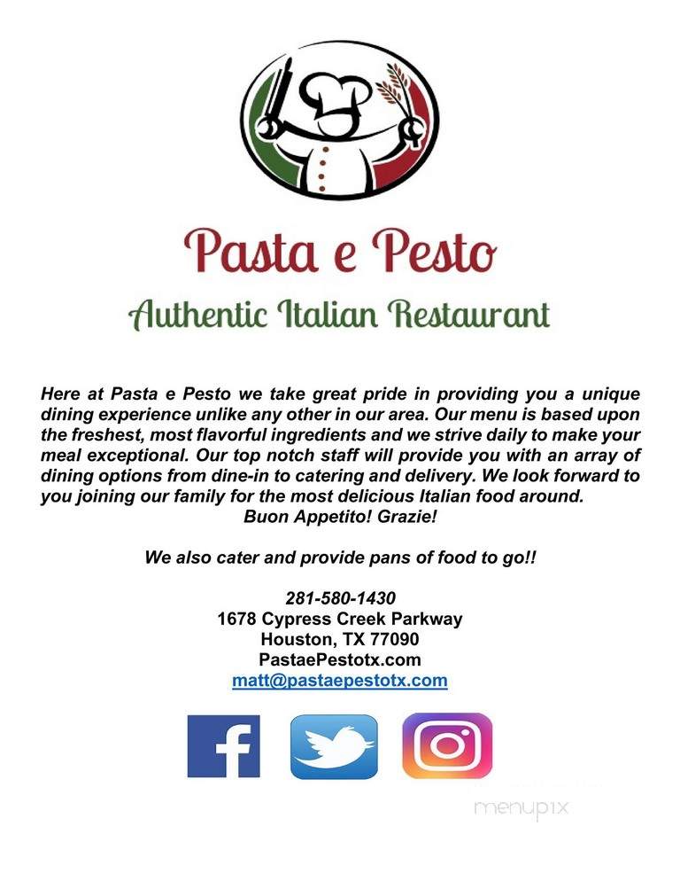 Pasta e Pesto - Houston, TX menu_pic
