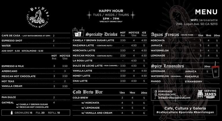 Por Vida - San Diego, CA menu_pic