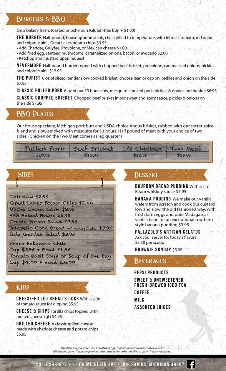 Raven Brewing & BBQ - Big Rapids, MI menu_pic