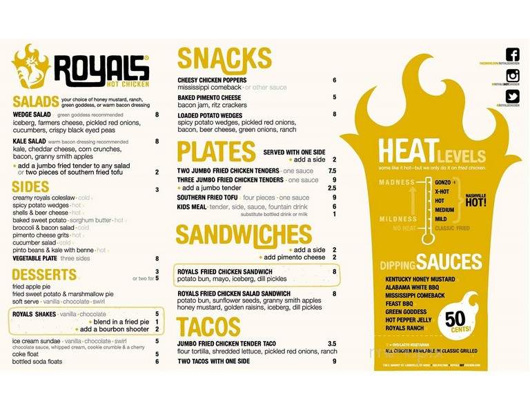 Royals Hot Chicken - Louisville, KY menu_pic