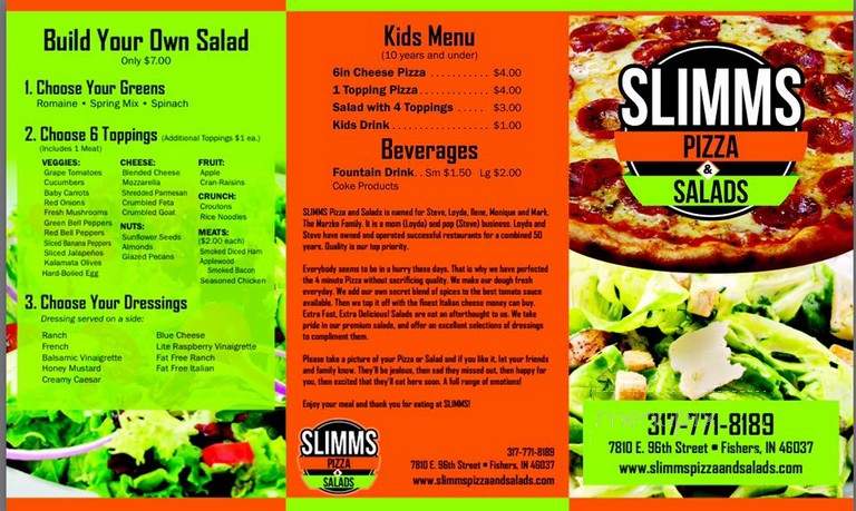 Slimms Pizza and Salads - Fishers, IN menu_pic