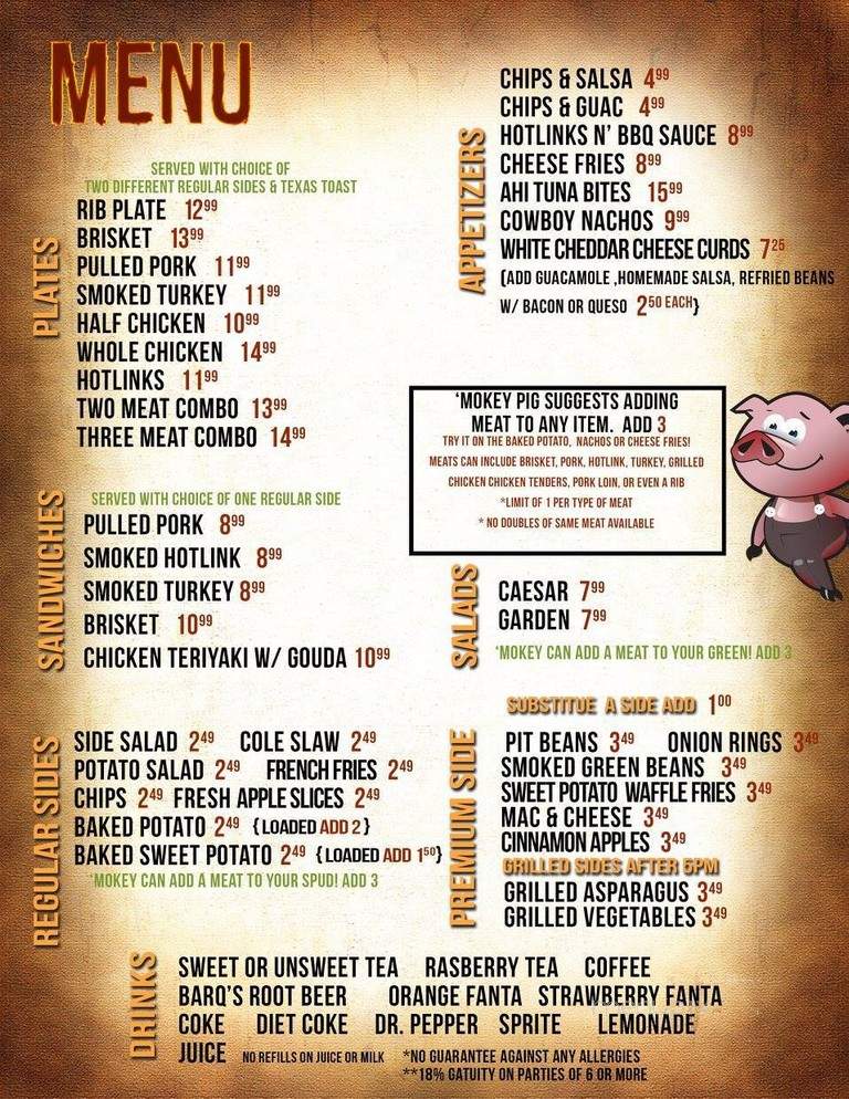 Smokey Tails BBQ - South Padre Island, TX menu_pic