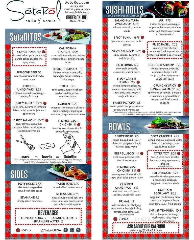SotaRol - Minneapolis, MN menu_pic