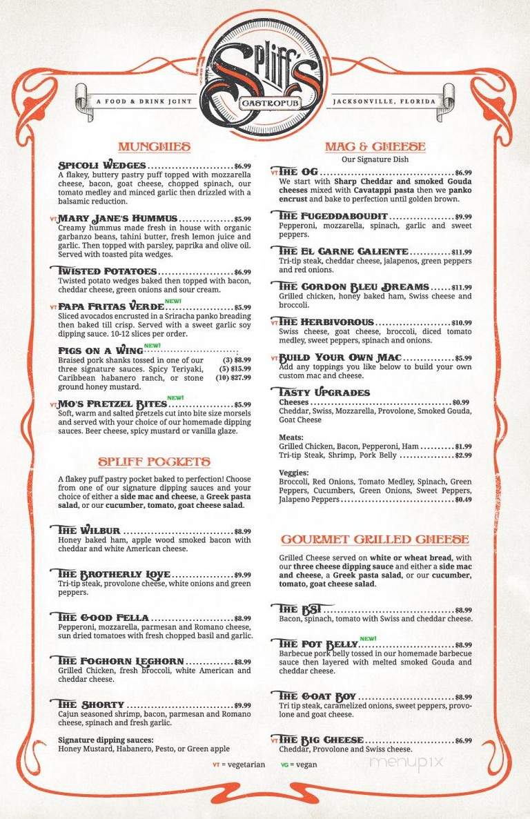 Spliff's Gastropub - Jacksonville, FL menu_pic
