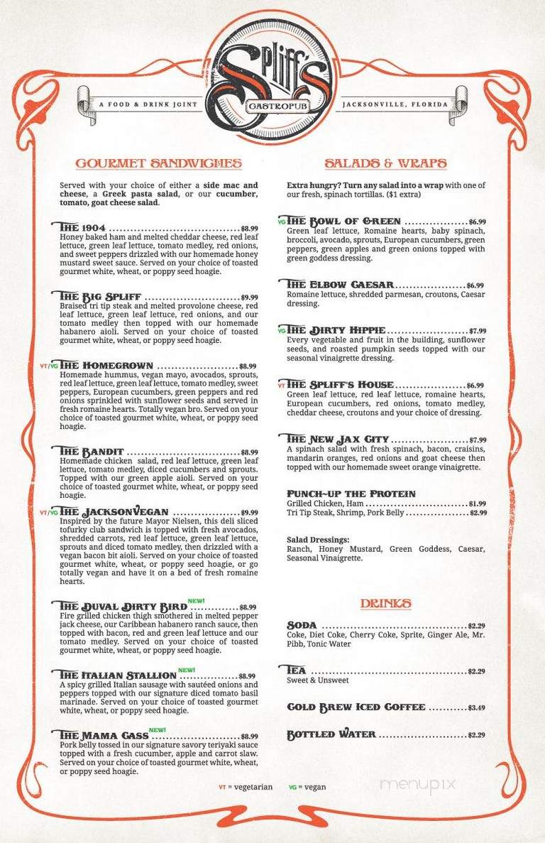 Spliff's Gastropub - Jacksonville, FL menu_pic