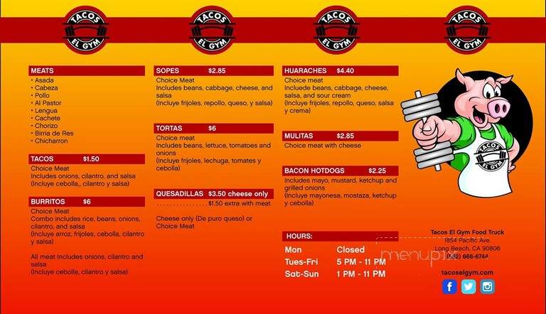 Tacos El Gym - Long Beach, CA menu_pic