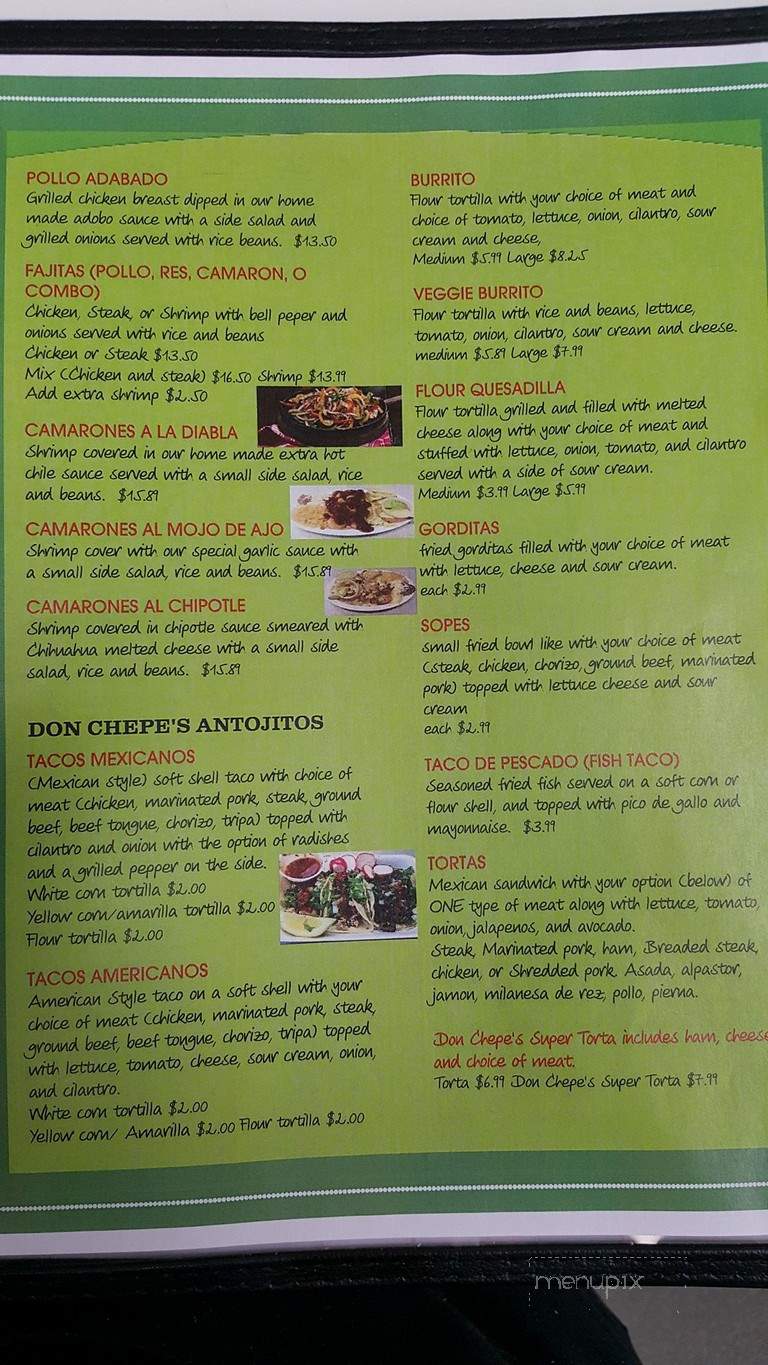 Taqueria Don Chepe - Niles, MI menu_pic