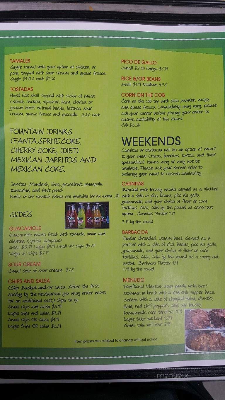 Taqueria Don Chepe - Niles, MI menu_pic