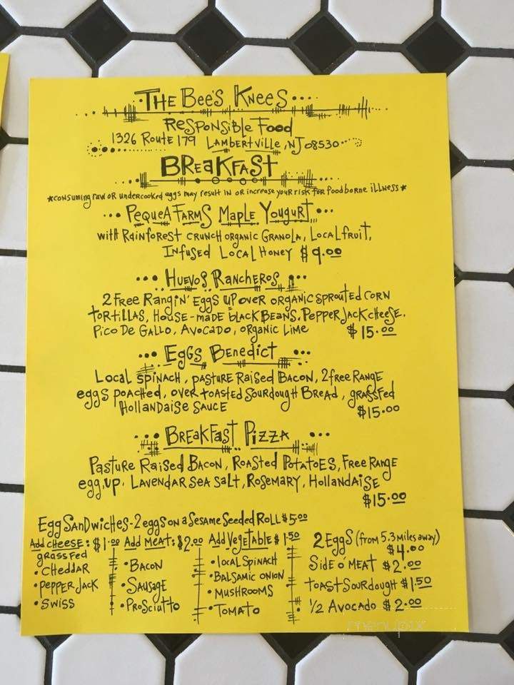 The Bee's Knees - Avon, CT menu_pic