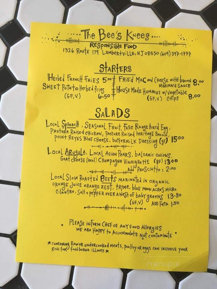 The Bee's Knees - Avon, CT menu_pic