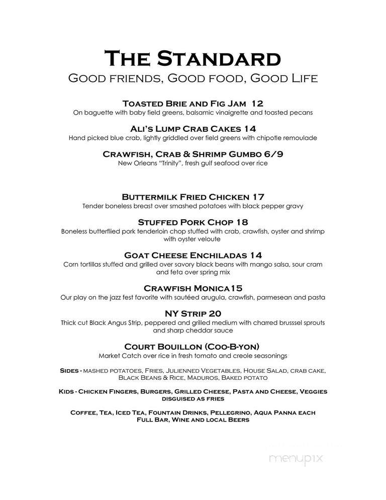 The Standard - New Orleans, LA menu_pic