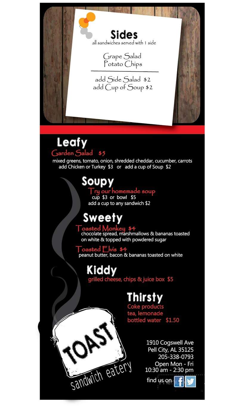 Toast Sandwich Eatery - Pell City, AL menu_pic