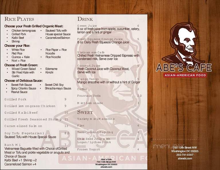 Abe's Cafe - Washington, DC menu_pic