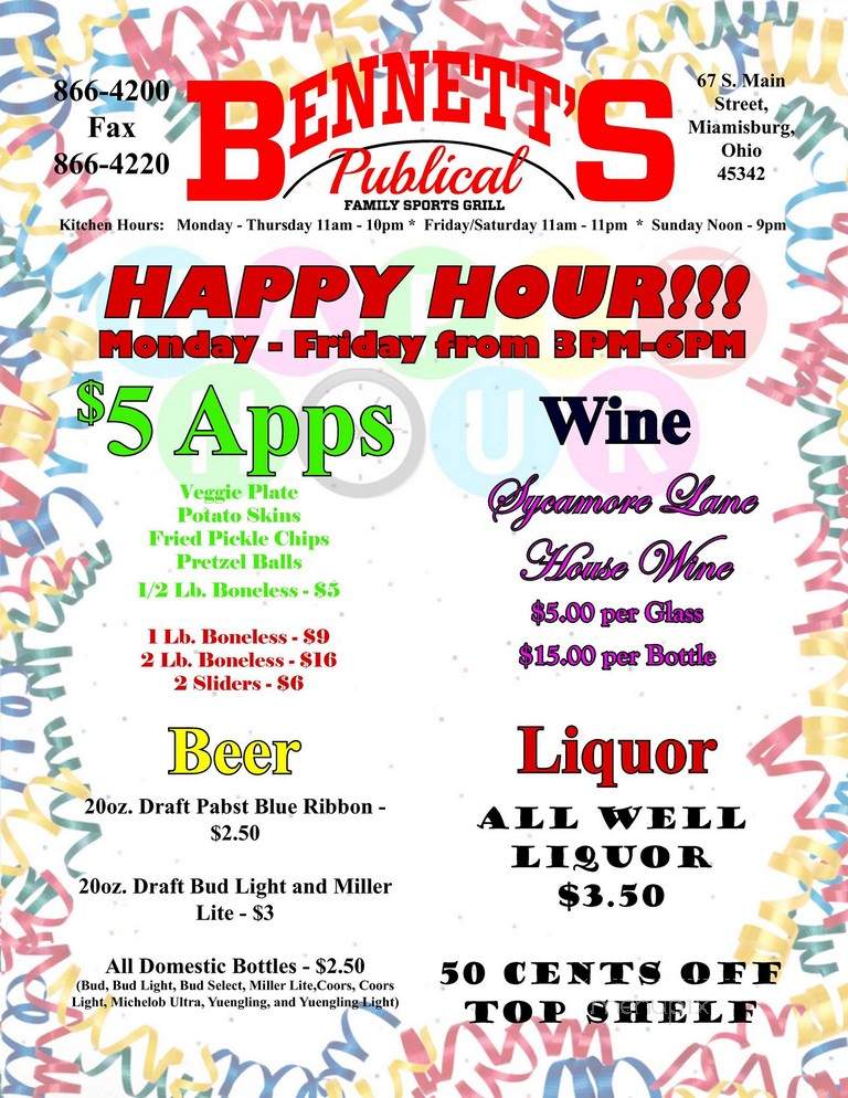 Bennett's Publical Family Sports Grill - Miamisburg, OH
