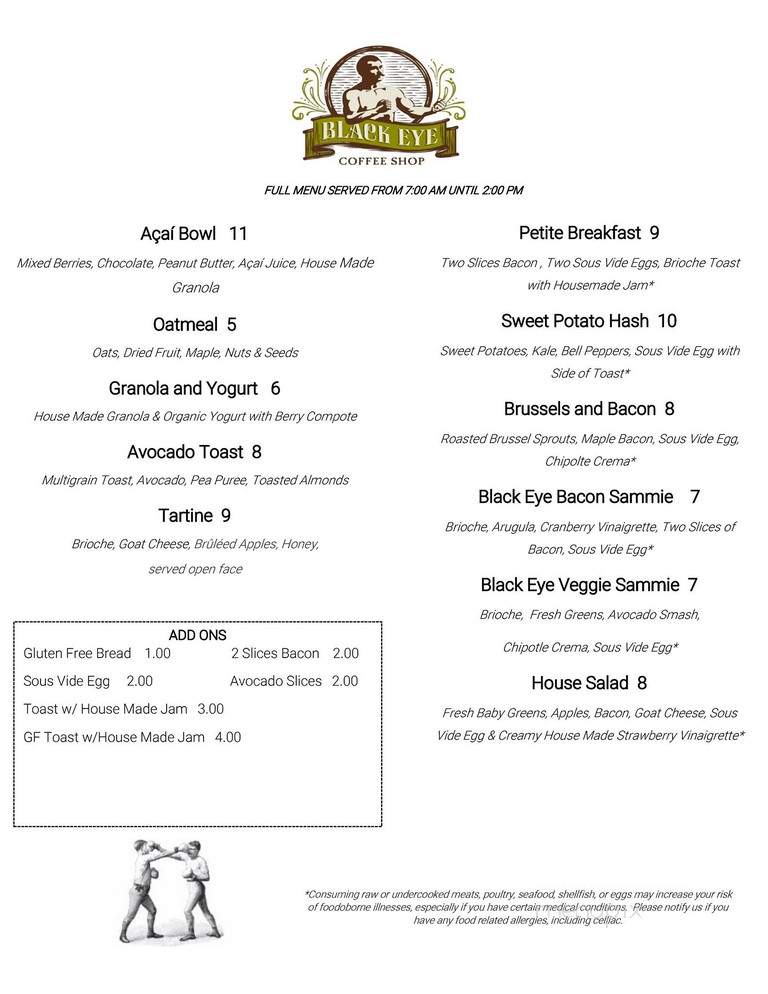 Black Eye Coffee CapHill - Denver, CO menu_pic