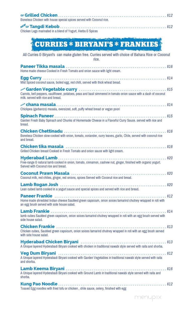 BlueFox Indian Bar and Grill - Saint Louis Park, MN menu_pic