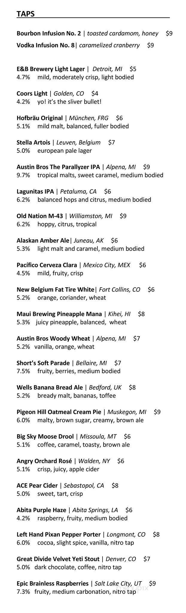 Briggs Detroit - Detroit, MI menu_pic
