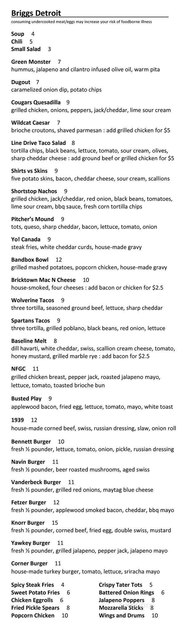 Briggs Detroit - Detroit, MI menu_pic