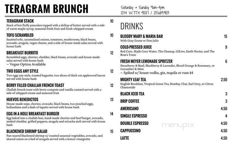 Cafe Teragram - Los Angeles, CA menu_pic