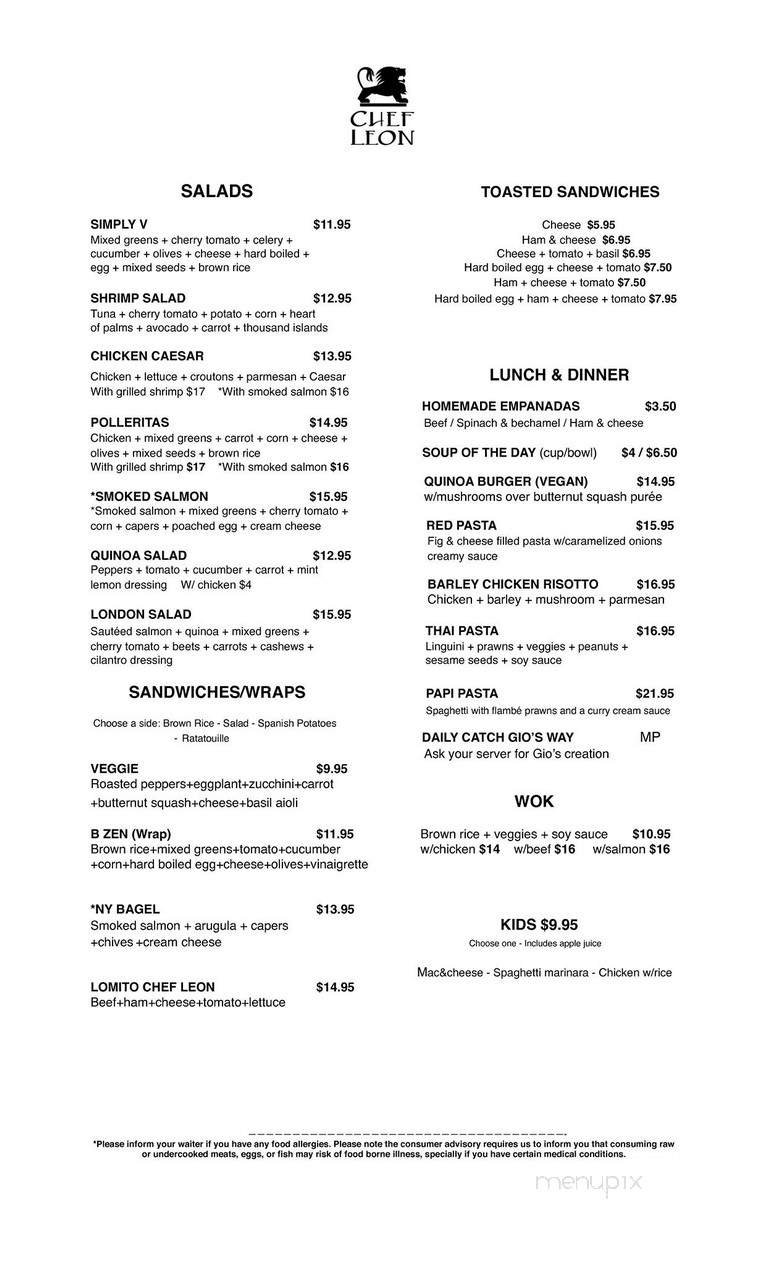 Chef Leon - Miami, FL menu_pic