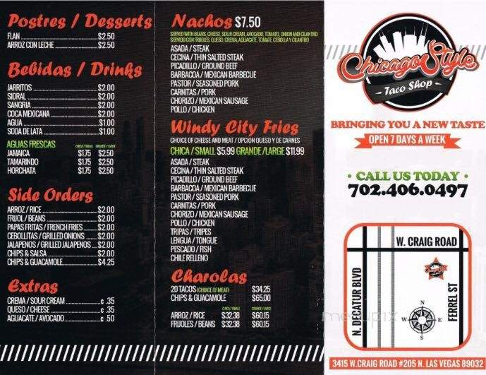 Chicago Style Taco Shop - North Las Vegas, NV menu_pic