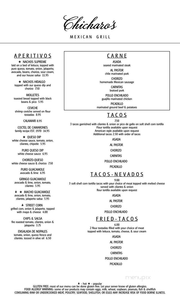Chicharo's Mexican Grill - Muscatine, IA menu_pic