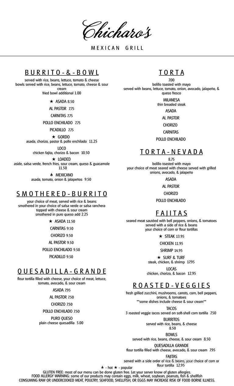 Chicharo's Mexican Grill - Muscatine, IA menu_pic