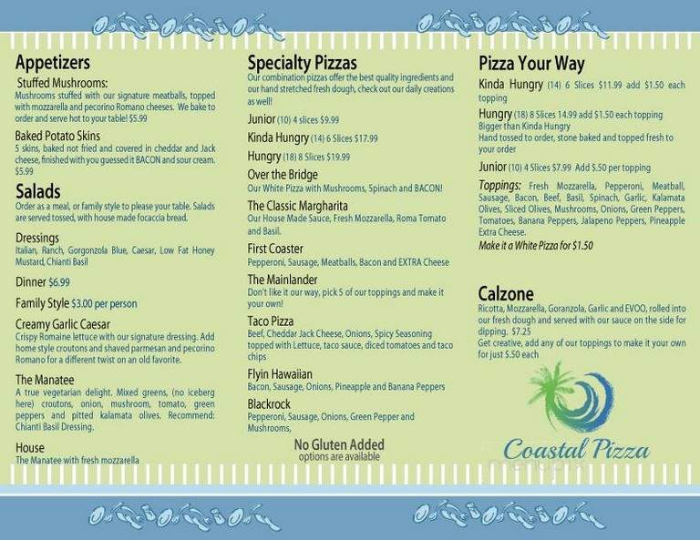 Coastal Pizza - Yulee, FL menu_pic