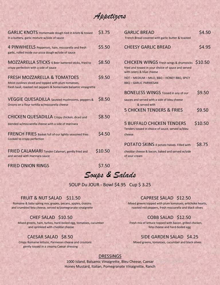 Cornerstone Pizza Cafe - Glens Falls, NY menu_pic