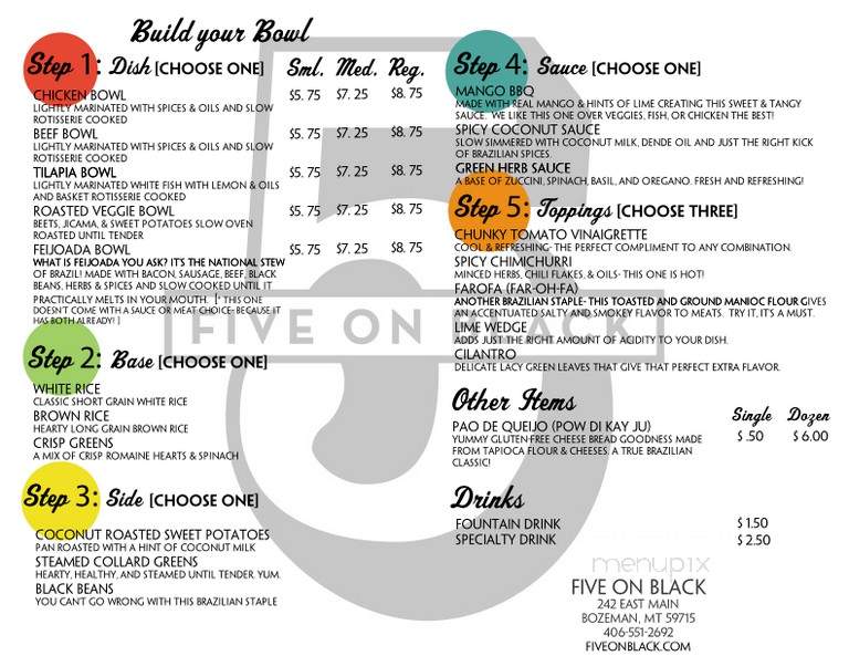 Five on Black - Missoula, MT menu_pic